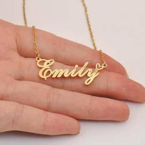 Miniatura 2 de Aoloshow Collar personalizado con nombre de corazón dorado personalizado con cualquier nombre, joyería de acero inoxidable para graduación de mujer