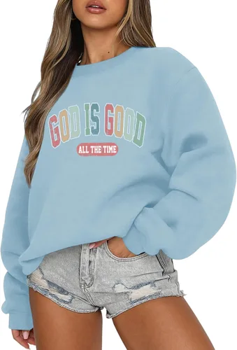 Miniatura 10 de Dios Es Bueno Sudadera Cristiana Sudaderas para Mujeres de Talla Grande Camisas de Jesús Fe Inspiradoras Versículo de la Biblia Pullover