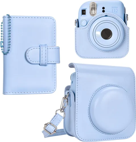 Miniatura 12 de Funda para cámara instantánea Fuji Mini 12, adorable funda de piel sintética con lazo, compatible con cámara Fuji Instax Mini 12, bolsa para cámara