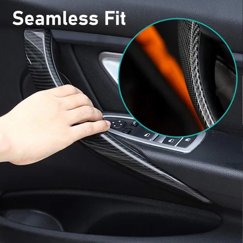 Miniatura 6 de Jaronx Cubierta exterior de repuesto de fibra de carbono ABS para manija de puerta compatible con BMW Serie 3 F30/F31 2012-2018 y Serie 4 F32/F33