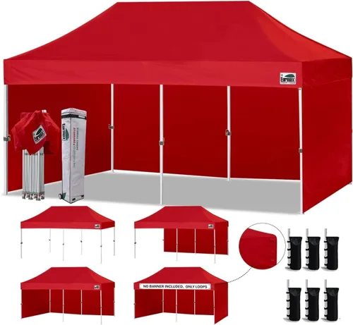 Miniatura 44 de Eurmax Tienda de campaña desplegable de 8 x 8 de Estados Unidos, con bolsa rodante patentada sin puntas, 4 paredes extraíbles con cremallera, toldo