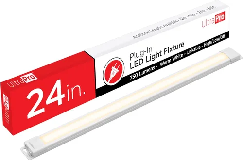 Miniatura 10 de UltraPro Luces LED Enlazables de 18 pulgadas con Enchufe para Debajo del Gabinete, Alto/Bajo/Apagado, Luz Blanca Cálida (2700K), Iluminación LED