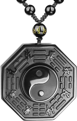 Miniatura 23 de Collar de obsidiana negra con colgante de protección y cadena de cuentas extendida, amuleto de piedra de cristal curativo para hombres y mujeres