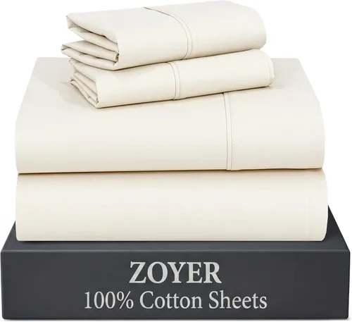 Miniatura 40 de ZOYER Sábanas de 100 % algodón percal tamaño individual, refrescantes y transpirables, duraderas, con una sensación nítida, suave y cómoda, bolsillo