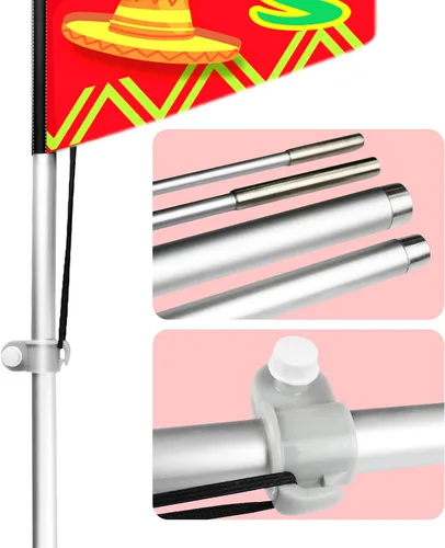 Miniatura 4 de Bandera de tacos y burritos, banderas de plumas de tacos de 11 pies para empresas, letrero de tacos con poste y punta de tierra para publicidad al