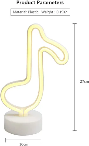 Miniatura 3 de GUOCHENG Letrero de neón con forma de notas musicales, luz nocturna LED de neón con batería y alimentada por USB, lámparas de iluminación creativas