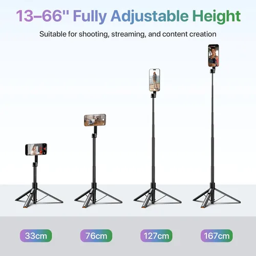 Miniatura 5 de Moman Trípode magnético para selfie stick de 13 a 66 pulgadas con soporte de despliegue automático, soporte magnético de aluminio portátil