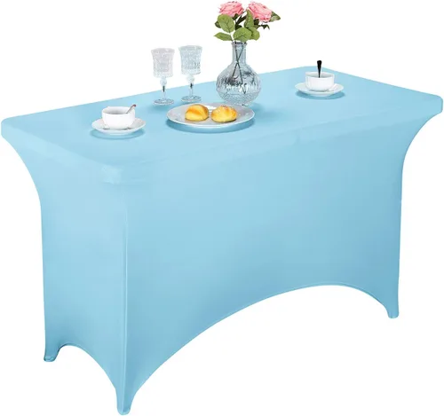 Miniatura 31 de LZY Cubierta de Mesa Elástica Ajustable de Spandex para Mesa Plegable de 6 pies, 4 pies o 8 pies, Mantel de Cóctel Rectangular, Perfecto para Champn