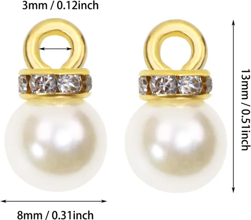 Miniatura 2 de Tupalizy 100 cuentas de perlas de 0.315 pulgadas con diamantes de imitación para hacer joyas, aretes, pulseras, collares, llavero, accesorios