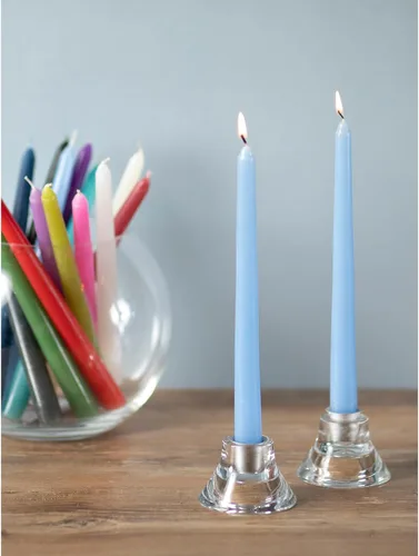 Miniatura 7 de CANDWAX Juego de 4 velas cónicas de 8 pulgadas, velas sin goteo, para cenas, fiestas o bodas, color azul claro