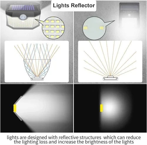 Miniatura 3 de HMCITY 120 luces solares LED para exteriores con sensor de movimiento y 3 modos de iluminación, IP65 impermeables, amplias, luces solares de pared