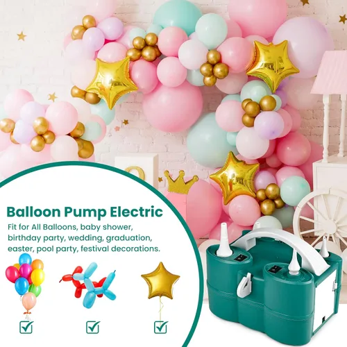 Miniatura 2 de Bomba de aire eléctrica 3 en 1 para inflables y globos, inflador de doble boquilla para flotadores de piscina, llenado rápido, ahorra tiempo