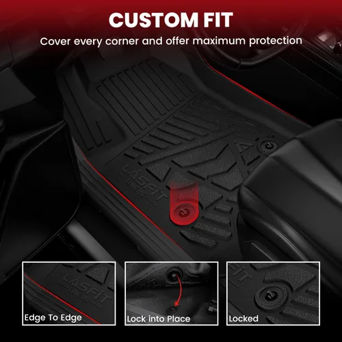 Miniatura 5 de LASFIT Alfombrillas para Ford F-150 2011-2014 SuperCrew, alfombra de la fila delantera con consola de flujo continuo, protector para todo