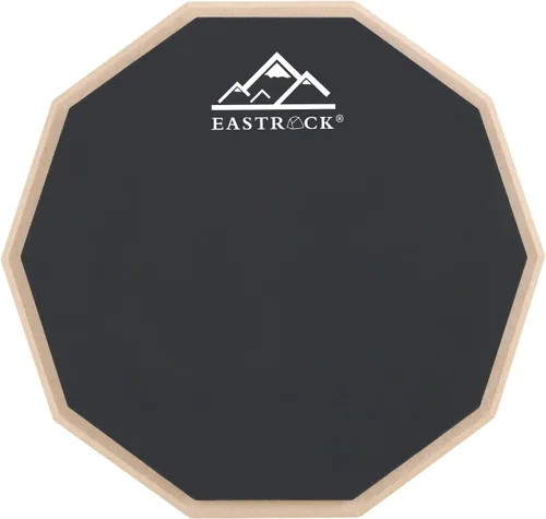 Miniatura 10 de EASTROCK Almohadilla de práctica para tambor, de 12 pulgadas de doble cara, almohadilla de tambor silenciosa de goma, tambor mudo con baquetas y Gris