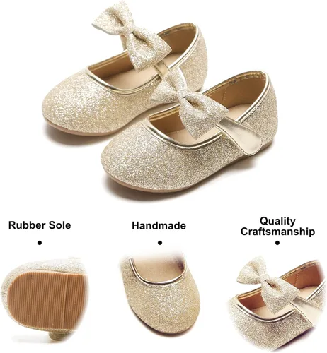 Miniatura 4 de Felix & Flora Zapatos de vestir para niñas pequeñas - Zapatos planos Mary Jane para niñas de flores, zapatos de ballet para fiestas y bodas