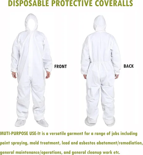 Miniatura 2 de SYINE Traje protector desechable con capucha, overol de pintor, material SF para trabajos de limpieza de pintura en aerosol, paquete de 3
