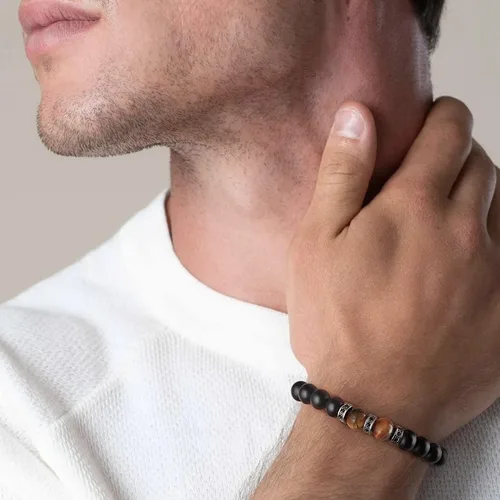 Miniatura 3 de Pulsera para hombres, regalos de Navidad para hombres, novio, marido, papá, hijo, hermano, nieto, abuelo, tío amor, alivio del estrés, ojo de tigre