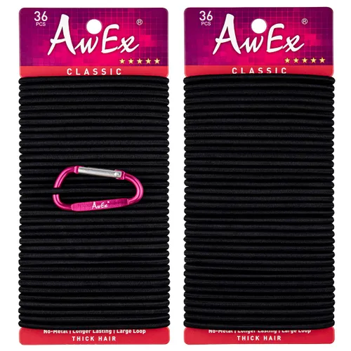 Miniatura 11 de AwEx Bandas negras para cabello fino, 0.12 pulgadas (0.118 in) de grosor, 5.5 pulgadas (5.512 in), lazos para el cabello de bucle regular, sin