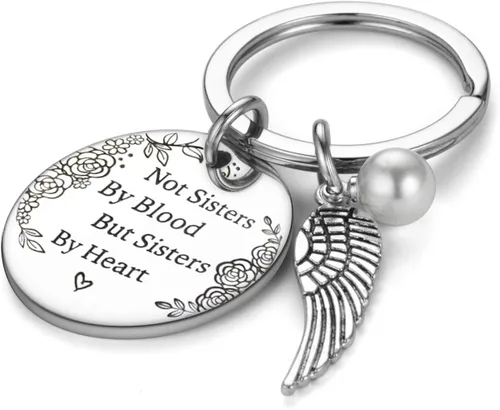 Miniatura 2 de Llavero de amistad con texto en inglés Not Sisters by Blood but Sisters, para mujeres, adolescentes, niñas, regalos para mejores amigas, cumpleaños