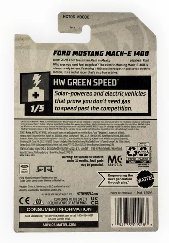 Miniatura 2 de Hot Wheels Ford Mustang Mach-E 1400, velocidad verde 1/5 [Blanco]