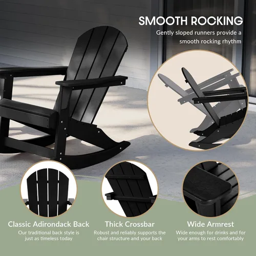 Miniatura 7 de WestinTrends Silla mecedora Malibu de poliéster para exterior/patio Adirondack, Negra