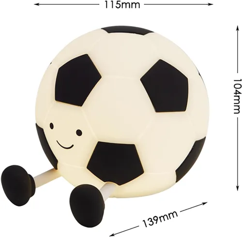 Miniatura 7 de Luz nocturna de fútbol AGEK para niños, lámpara de fútbol de dibujos animados de silicona para guardería con 3 niveles de atenuación, lámpara