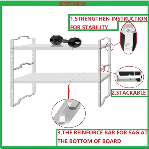 Miniatura 5 de Jojocross Estante expandible para organizador de gabinete, estante de especias apilable ajustable en la cocina y el baño más, encimera de encimera