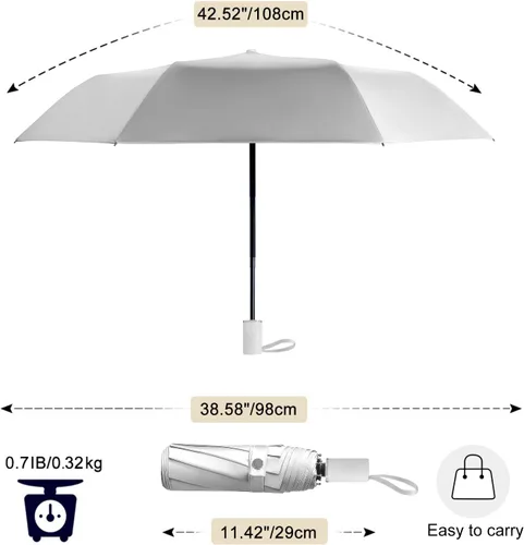 Miniatura 62 de Cuby Paraguas UV compacto plegable paraguas ligero portátil manual paraguas de viaje para resistente a la lluvia y 99% de protección UV con Negro