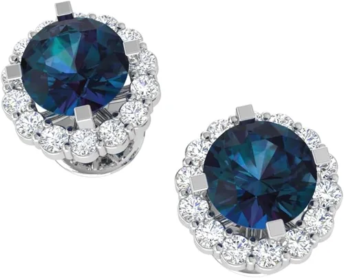 Miniatura 3 de TRUTH JEWELS INC Aretes tipo dormilona con halo de diamante natural de 15 qt en plata de ley 925 para mujer Caja de regalo de joyería fina incluida