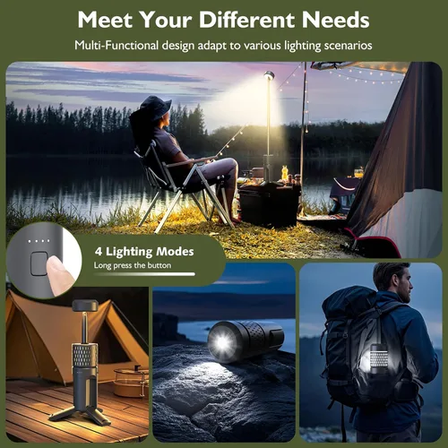 Miniatura 4 de Luces telescópicas para acampar, linterna de camping recargable, luz portátil para tienda de campaña al aire libre, senderismo, emergencia, pesca