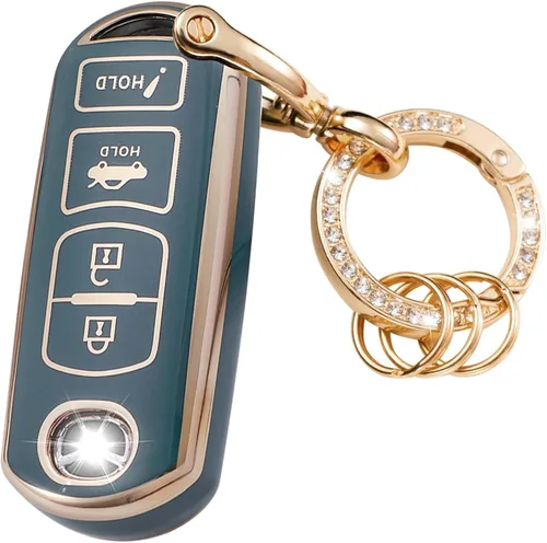 Miniatura 10 de Funda suave para llavero Mazda de 3 4 botones, protección de poliuretano termoplástico (TPU), con llavero brillante dorado de moda, compatible