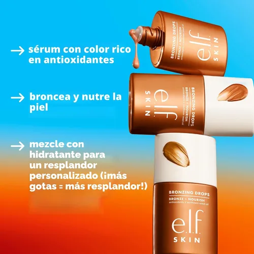 Miniatura 2 de e.l.f. SKIN - Gotas bronceadoras, bronceador líquido para rostro y piel, crea un brillo bañado por el sol, infundido con vitamina E, vegano y libre