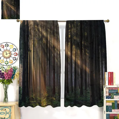 Miniatura 3 de Cortinas de bosque, árboles altos rectos, encantadores paisajes con temática de la naturaleza, cortinas opacas decorativas, para dormitorio, sala