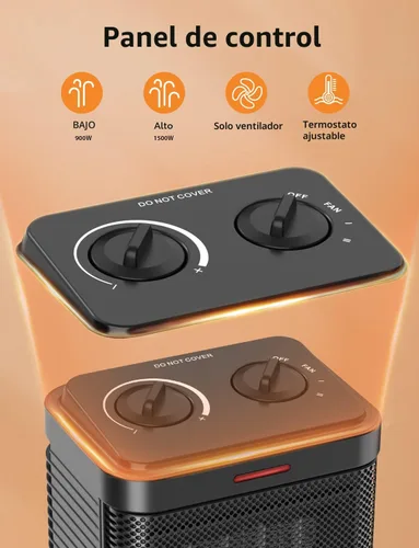 Miniatura 3 de Calentador de espacio pequeño de 1500 W para uso en interiores, calentador de espacio de cerámica PTC con termostato, 3 modos, calefacción segura