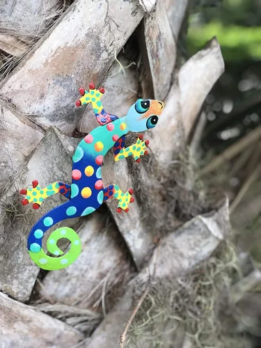Miniatura 3 de Placa, modelo Gecko, de metal reciclado para la pared, Metal, 8 pulgadas Florida