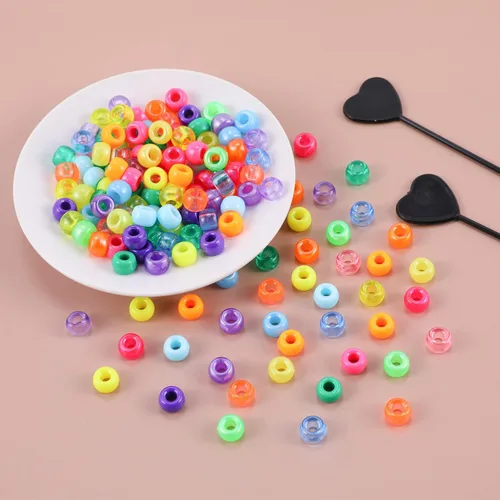 Miniatura 5 de Cuentas de pelo de 18 colores de 0.354 in para trenzas de cabello, kit de cuentas de pony arcoíris para hacer joyas, cuentas Kandi para hacer 28