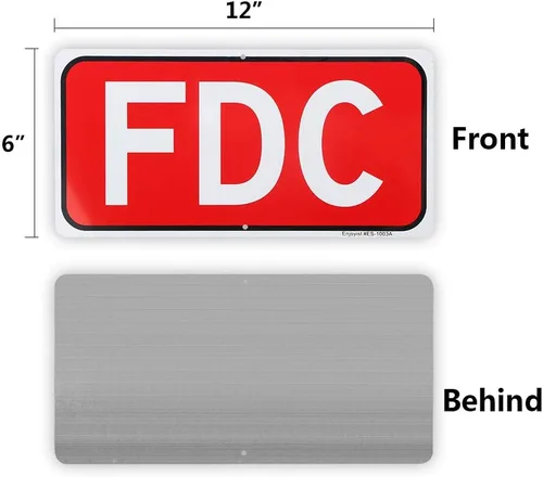 Miniatura 2 de Letrero FDC, letrero de conexión del departamento de bomberos, 12 x 6 pulgadas, aluminio libre de óxido 040, reflectante, con protección UV