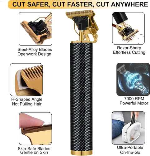 Miniatura 4 de T-Blade - Recortadora de pelo para hombres, recortadora de barbero inalámbrica sin huecos, recortadora profesional recargable con 4 peines guía