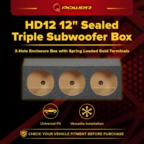 Miniatura 2 de Q Power HD12 12" sellado triple subwoofer de audio para coche caja de subgraves