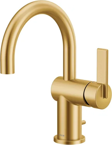 Miniatura 11 de Moen Cia 6221BG - Grifo de lavabo de baño con una sola manija con placa incluida, oro cepillado