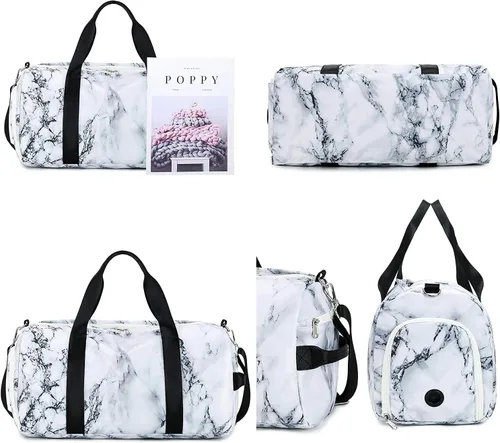Miniatura 7 de Mochila deportiva de lona para viaje o gimnasio, para hombre y mujer, con compartimento para zapatos y bolsillo para cosas húmedas
