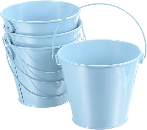 Miniatura 11 de PATIKIL Cubos de metal de colores de 4.7 pulgadas, paquete de 4 cubos para lápices, contenedores redondos de metal con asas para manualidades
