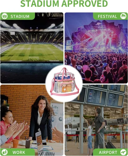 Miniatura 30 de MAY TREE Bolsa transparente para eventos en estadios de 12 x 6 x 12 pulgadas, bolsa de almuerzo transparente con correas reforzadas para trabajo