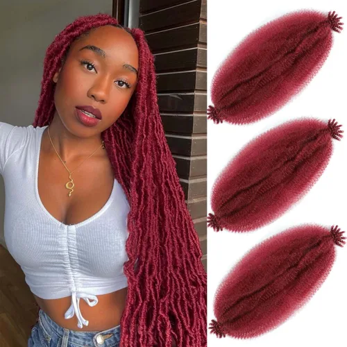 Miniatura 20 de Cabello afro elástico y trenzado de 30 pulgadas 2 paquetes, cabello preesponjado y trenzado elástico pre-estirado para extensiones de cabello suave