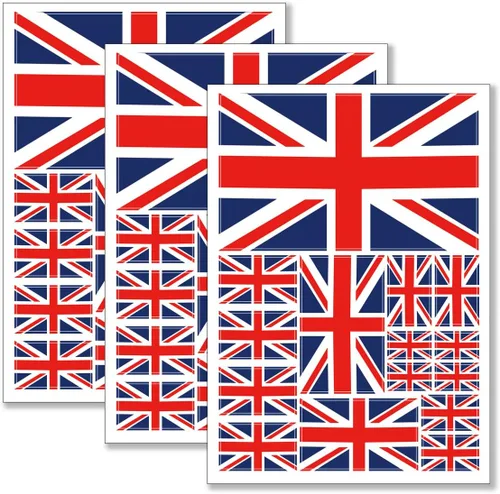 QQSD Adhesivo de bandera británica del Reino Unido Union Jack en varios tamaños, paquete de 3, 11.7 x 8.3 pulgadas