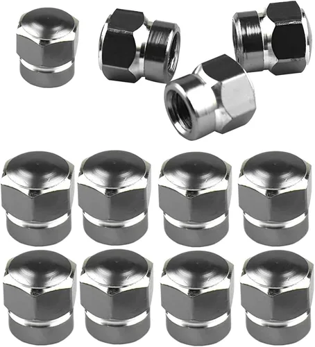 Miniatura 9 de 12 tapas de vástago de válvula de neumático de automóvil, cubiertas de vástago resistentes de aleación de aluminio en forma hexagonal, juego
