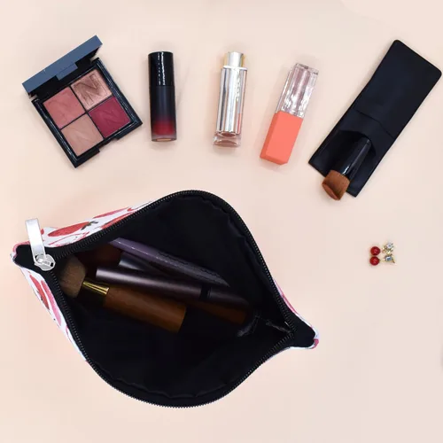 Miniatura 7 de TeeYee Bolsa de maquillaje de lona para mujer con cremallera, bolsa de gran capacidad, bolsa de aseo de viaje, bolsa de almacenamiento, organizador