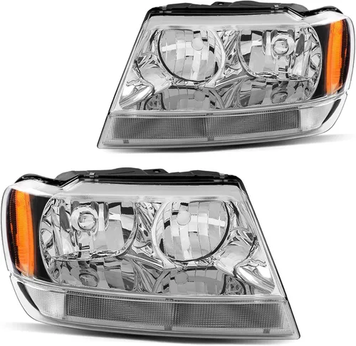 Miniatura 7 de DWVO Conjunto de faros delanteros compatible con Grand Cherokee OE 1999, 2000, 2001, 2002, 2003, 2004, carcasa negra