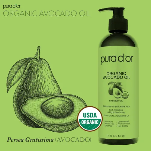 Miniatura 7 de PURA D'OR Aceites orgánicos de semilla de uva y aguacate de 16 onzas, paquete de aceites portadores 100% puros prensados en frío