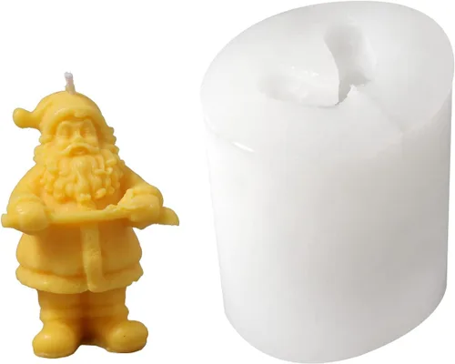 BOOWAN NICOLE Navidad Santa Claus silicona vela molde 3D DIY molde de silicona para pastel de jabón chocolate fondant artesanía hecha a mano (R1231)